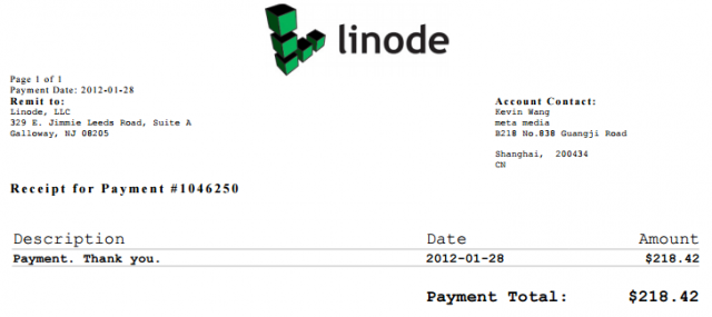 linode first payment