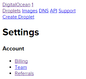 digitalocean vps user settings